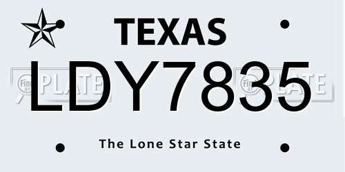 LDY7835 Texas License Plate