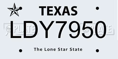 LDY7950 Texas License Plate