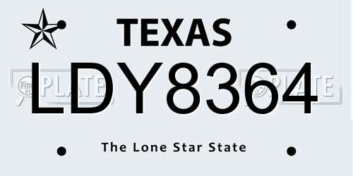 LDY8364 Texas License Plate