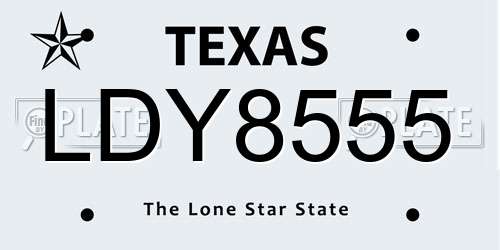 LDY8555 Texas License Plate