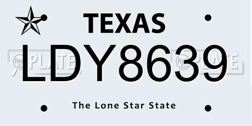 LDY8639 Texas License Plate