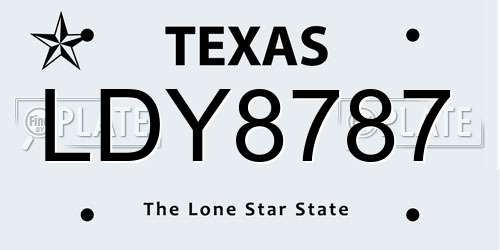 LDY8787 Texas License Plate