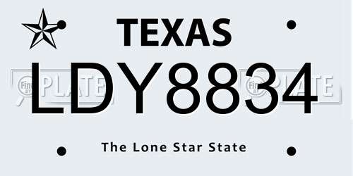 LDY8834 Texas License Plate