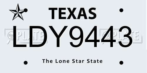 LDY9443 Texas License Plate