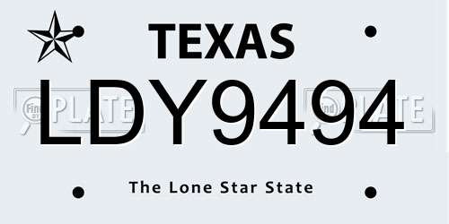 LDY9494 Texas License Plate