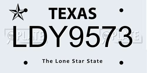 LDY9573 Texas License Plate