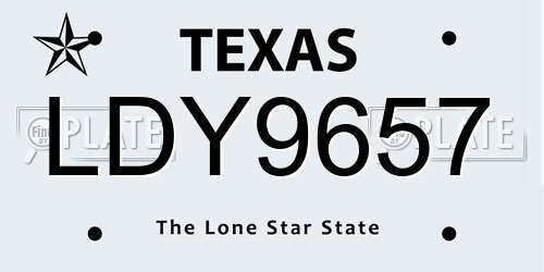 LDY9657 Texas License Plate