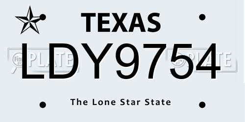 LDY9754 Texas License Plate