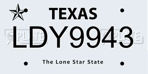 LDY9943 Texas License Plate