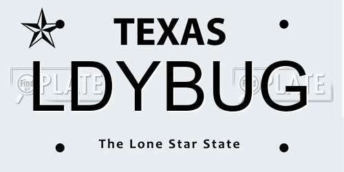 LDYBUG Texas License Plate