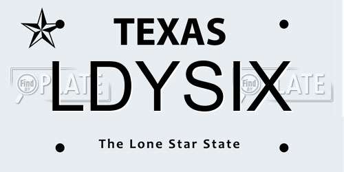 LDYSIX Texas License Plate
