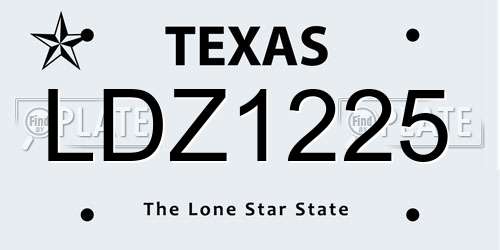 LDZ1225 Texas License Plate