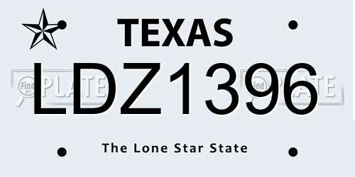 LDZ1396 Texas License Plate