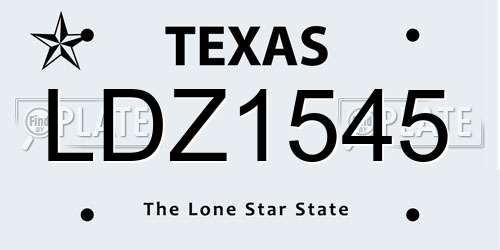 LDZ1545 Texas License Plate