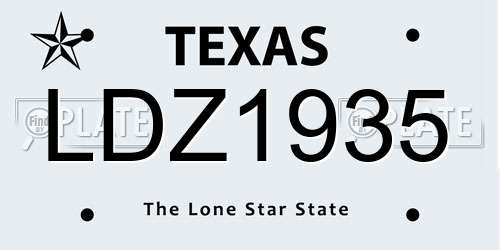 LDZ1935 Texas License Plate