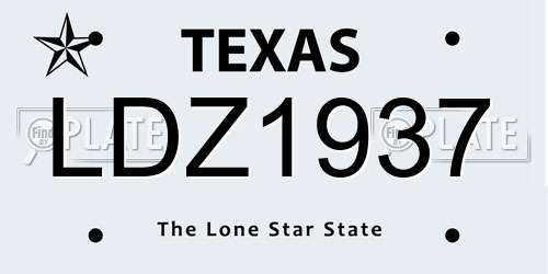 LDZ1937 Texas License Plate