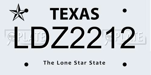 LDZ2212 Texas License Plate