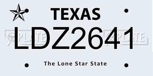LDZ2641 Texas License Plate