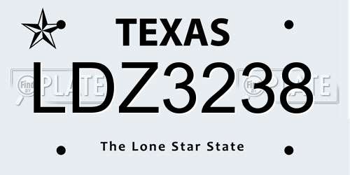 LDZ3238 Texas License Plate