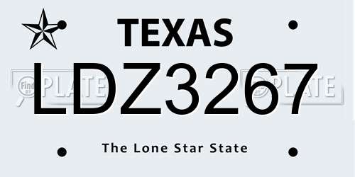 LDZ3267 Texas License Plate