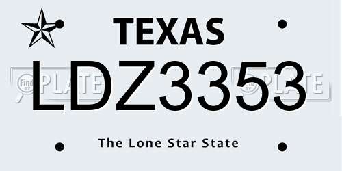 LDZ3353 Texas License Plate