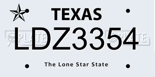 LDZ3354 Texas License Plate