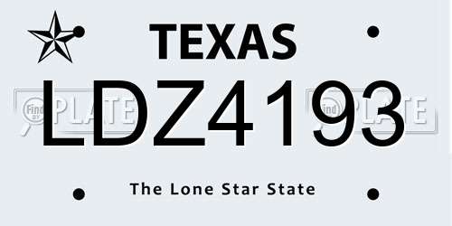 LDZ4193 Texas License Plate