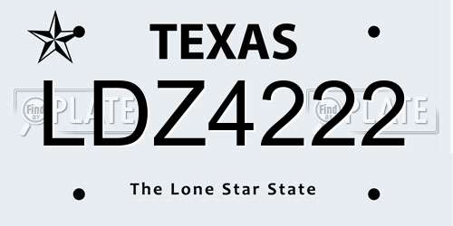 LDZ4222 Texas License Plate