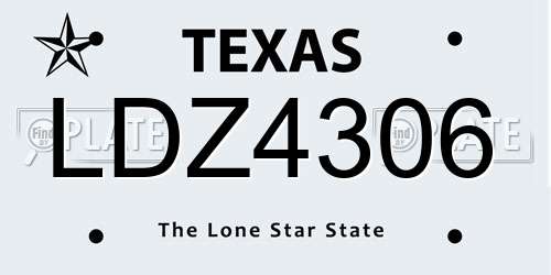 LDZ4306 Texas License Plate