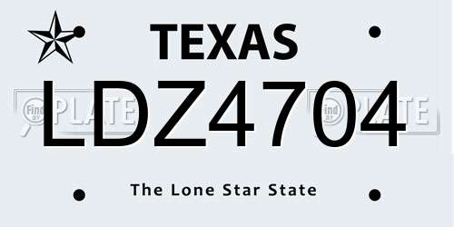LDZ4704 Texas License Plate