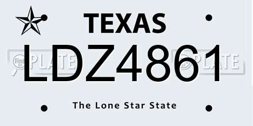 LDZ4861 Texas License Plate