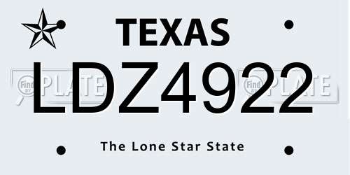 LDZ4922 Texas License Plate