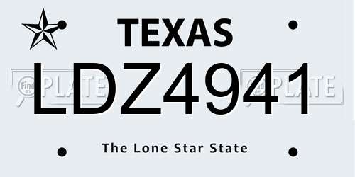 LDZ4941 Texas License Plate