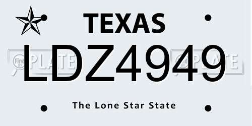 LDZ4949 Texas License Plate