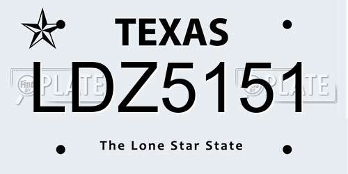 LDZ5151 Texas License Plate