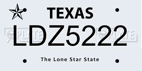 LDZ5222 Texas License Plate