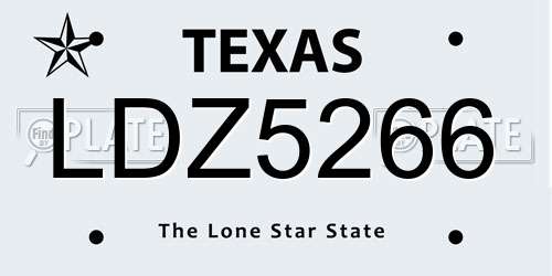 LDZ5266 Texas License Plate