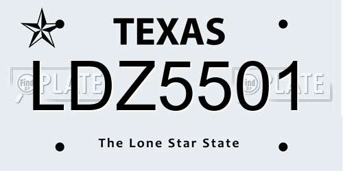 LDZ5501 Texas License Plate