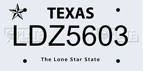 LDZ5603 Texas License Plate