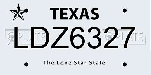 LDZ6327 Texas License Plate