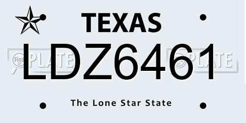 LDZ6461 Texas License Plate