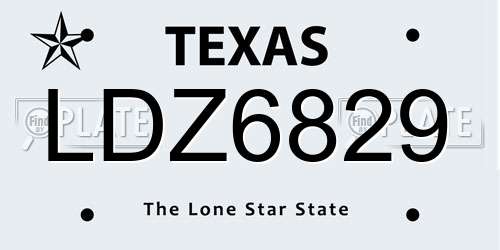 LDZ6829 Texas License Plate