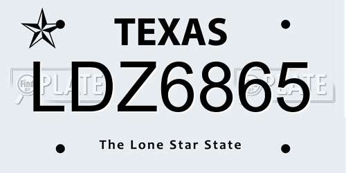 LDZ6865 Texas License Plate