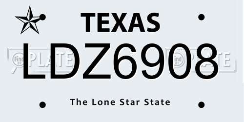 LDZ6908 Texas License Plate