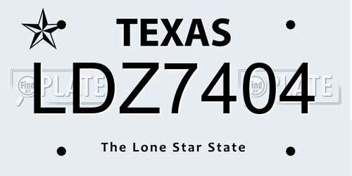 LDZ7404 Texas License Plate