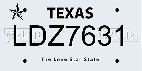 LDZ7631 Texas License Plate