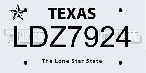 LDZ7924 Texas License Plate