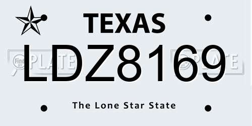 LDZ8169 Texas License Plate
