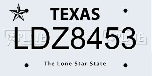 LDZ8453 Texas License Plate