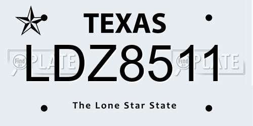 LDZ8511 Texas License Plate